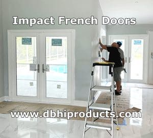 PGT impact French (Garden) doors with 3-point lock systems being professionally installed by db Home Improvements in a Florida home