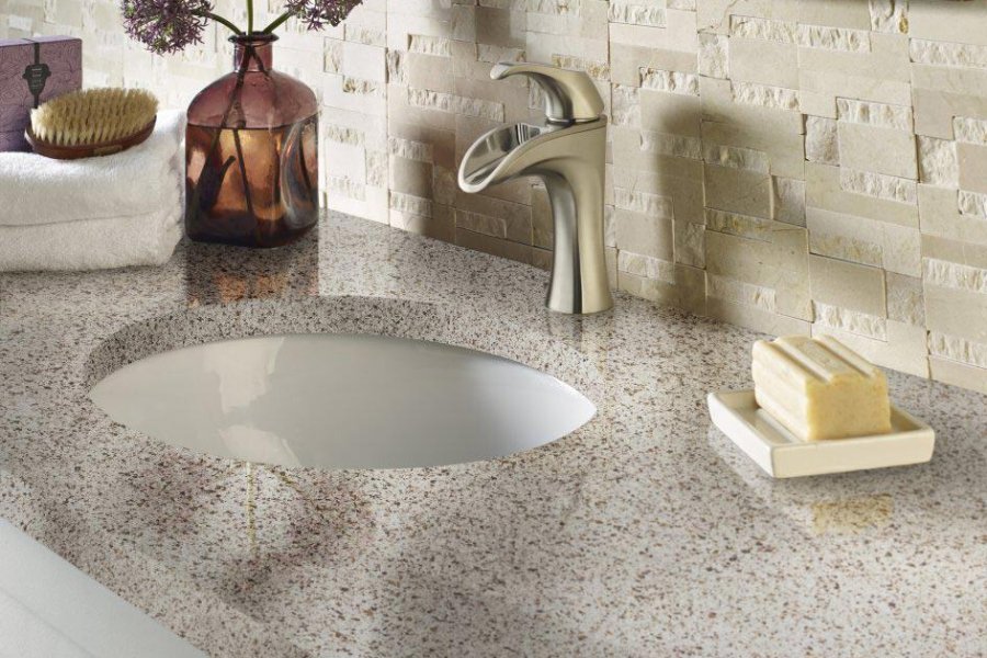 close up of sink in bathroom remodel